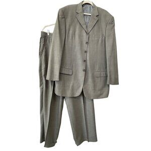 Vicci Uomo Two Piece Suit Size 44L Italian Blazer Jacket Pants Set Gray Career